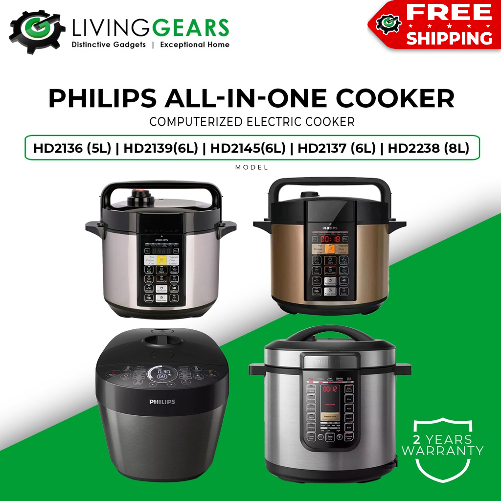 Philips Computerized Electric Pressure Cooker HD2133 (5L)/HD2139 (6L)/HD2145 (6L)/HD2151 HD2237 (6L)/HD2238 (8L)