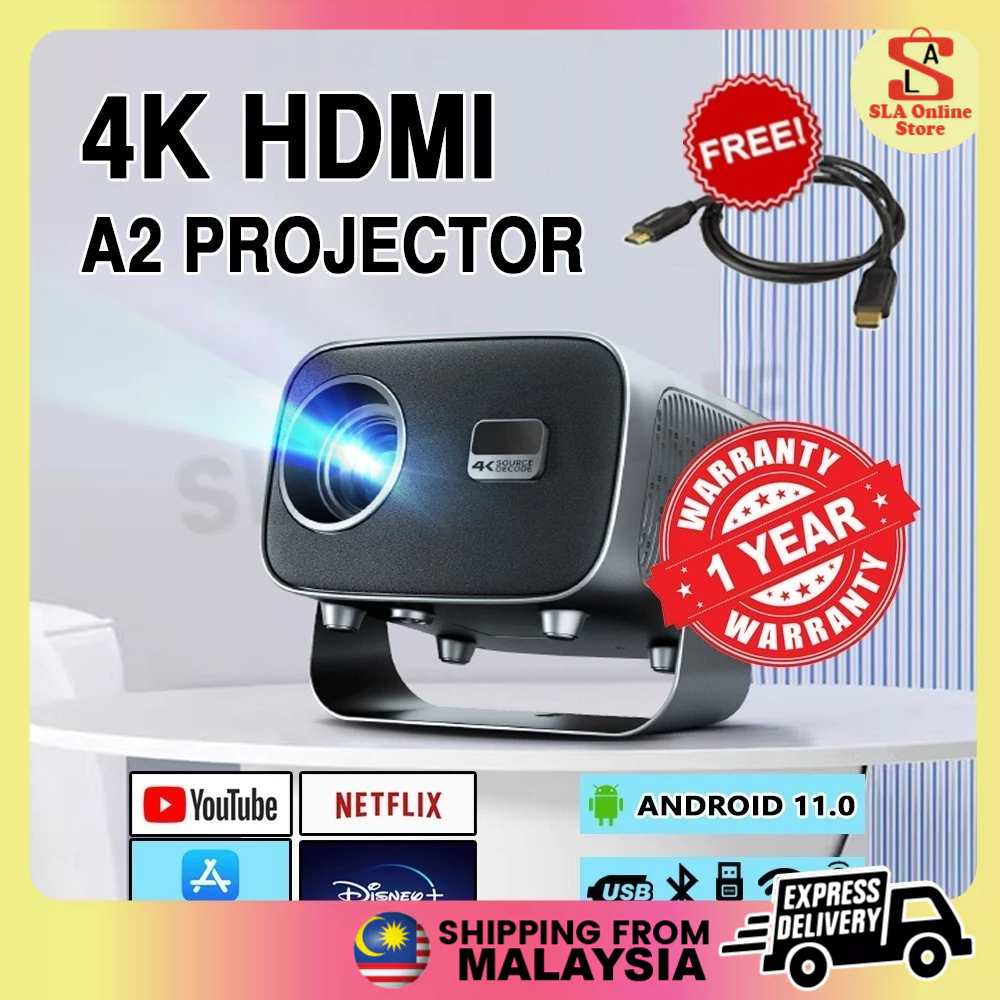 【Built -in Netflix/YouTube】Portable Mini Projector LED 4K 1280P Full HD WIFI Bluetooth Support USB Lcd Projector