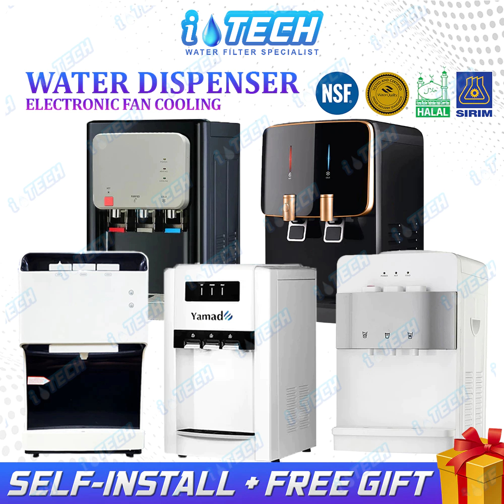 𝐈-𝐓𝐄𝐂𝐇 Tabletop Water Dispenser Electronic Cooling Penapis Air - 4 Korea Halal Filter System - Fan Cooling Dispenser