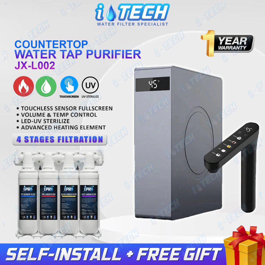 I-TECH Instant Hot Smart Water Tap Purifier JX-L002 - 4 Stage Korea Antibacterial Filter Halal Certified