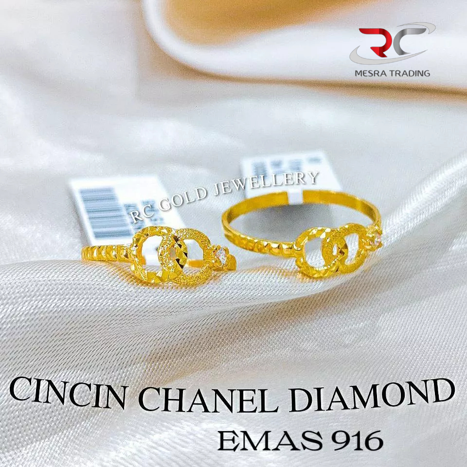 CINCIN CHANEL WITH DIAMOND BAJET EMAS TULEN 916 CN BATU BAJET EMAS 916 CHANEL RING GOLD 916