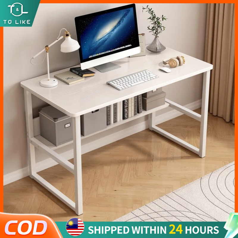 Computer Table Student Study Desk Bedroom Modern Furniture School Office Home Storage Big Besar Meja Double storage 书桌