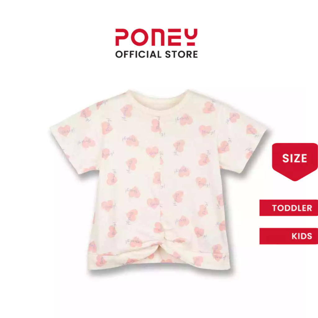 Poney Girls Cream With Love Poney Knotted Short Sleeve Tee