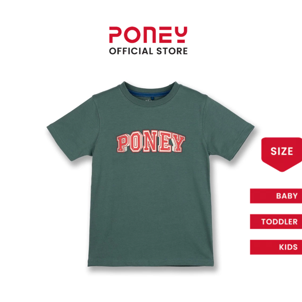 Poney Boys Green Army Poney Logo Short Sleeve Tee