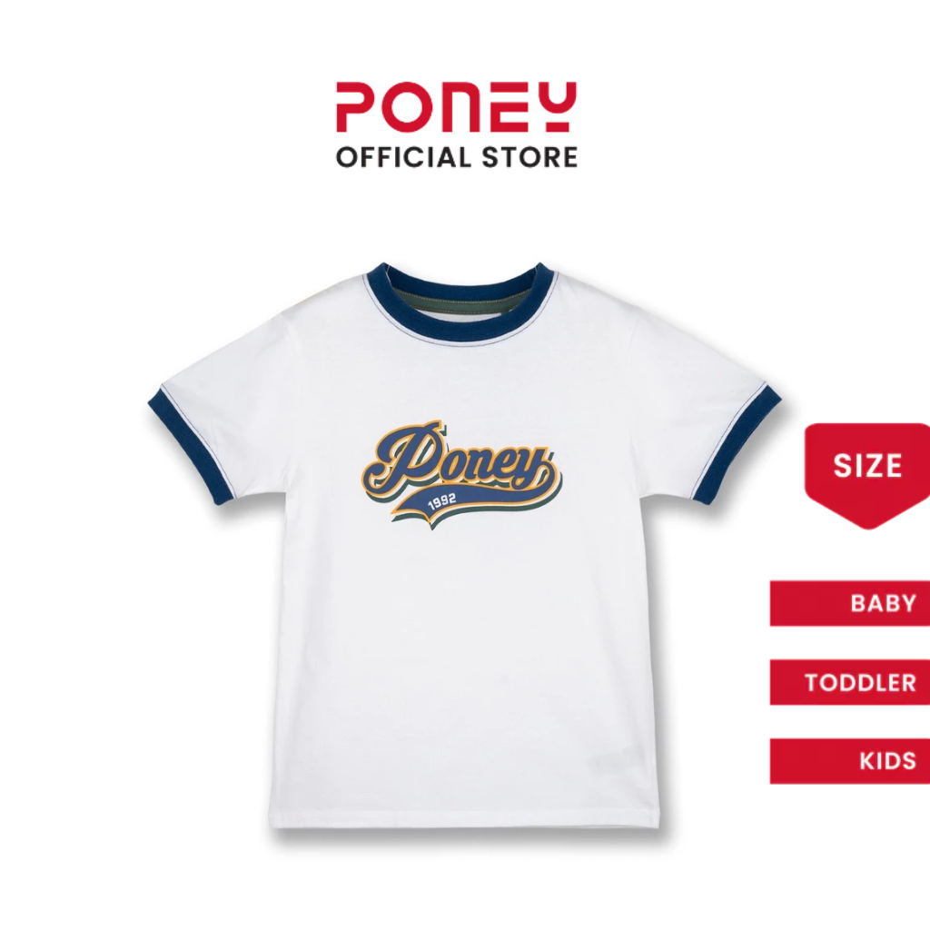 Poney Boys White Baseball Poney Logo Short Sleeve Tee