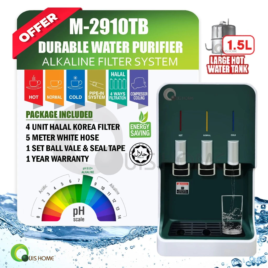 ALKALINE PENAPIS AIR W3501 & M2910TB - 3 Suhu Sejuk Panas Normal - Compressor - Korea Halal Filter