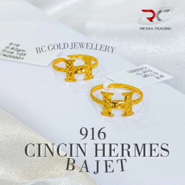 CINCIN H PAHAT BAJET LICIN EMAS TULEN 916 CINCIN FESYEN KIKIR EMAS 916 SIMPLE FASHION GOLD RING 916 H金戒指
