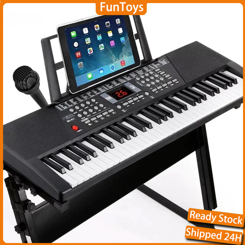 【24H】61 Keys Piano Electronic Keyboard with Microphone and Piano Score Stand Musical Toy Digital Learning Keyboard