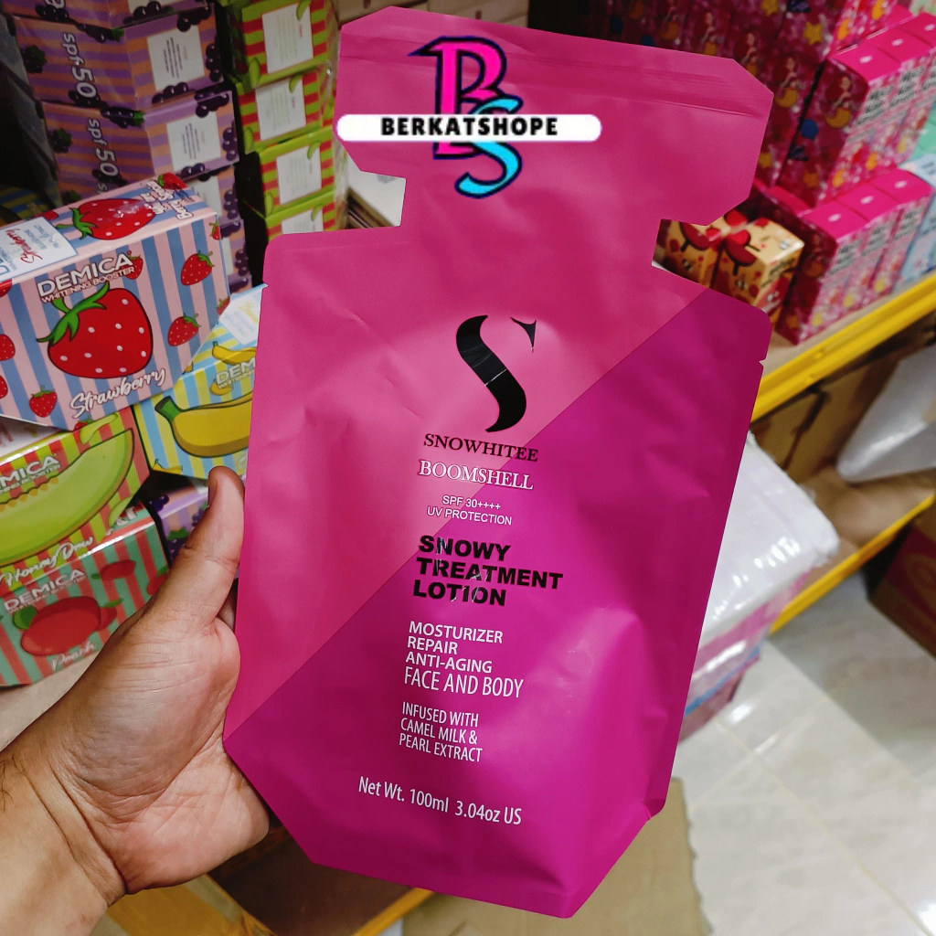TREATMENT LOTION SNOWY SNOWHITEE ORIGINAL (BOMBSHELL) (SUSU UNTA) BUY 3 FREE 1 TREATMENT LOTION NO FLAVOURS