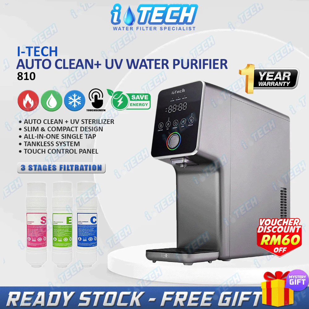 𝐈-𝐓𝐄𝐂𝐇 Instant Hot & Cold UV Sterilize Water Purifier Tankless Water Dispenser STAR 810 - 3 Stages Filtration System