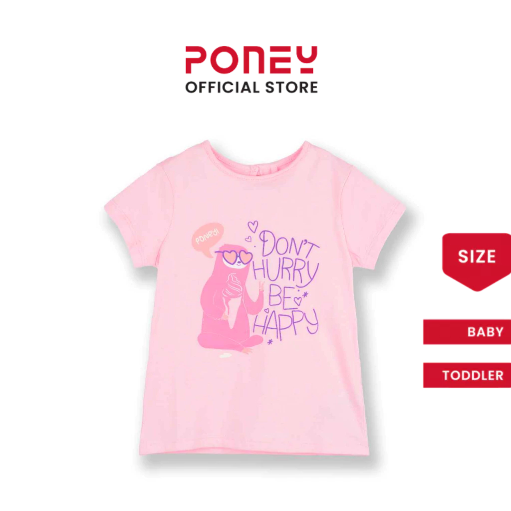 Poney Girls Lt.Pink Don't Hurry Be Happy Short Sleeve Tee