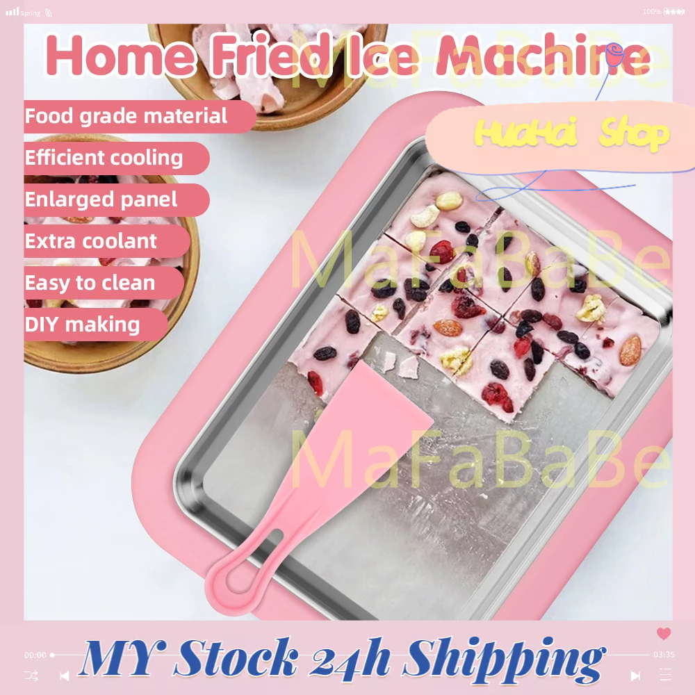 MafaBabe Children Fried Ice Machine Homemade Ice Cream Roll Fried Ice Tray Ice Cream DIY Maker Fried Yogurt Machine