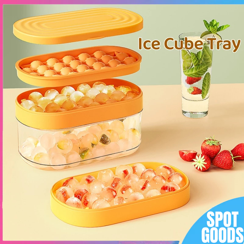 Specool-Silicone Ice Cube Tray Ball Ice Maker Ice Cube Mold Ice Maker Machine with Box