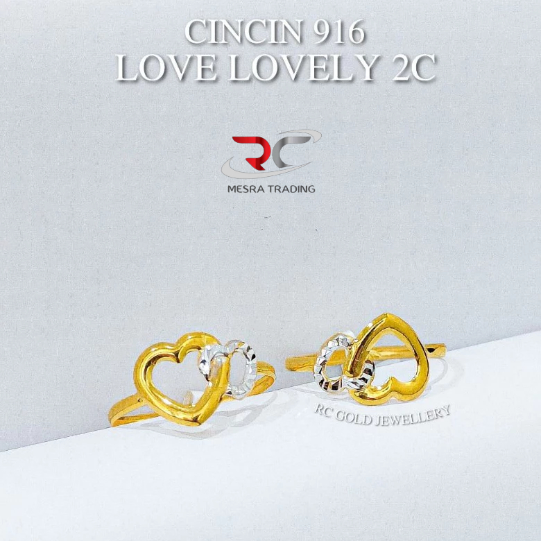 CINCIN LOVELY BAJET LICIN PAHAT CHROME EMAS TULEN 916 CN LOVE FESYEN 2C BAJET EMAS 916 SIMPLE FASHION GOLD RING 916戒指