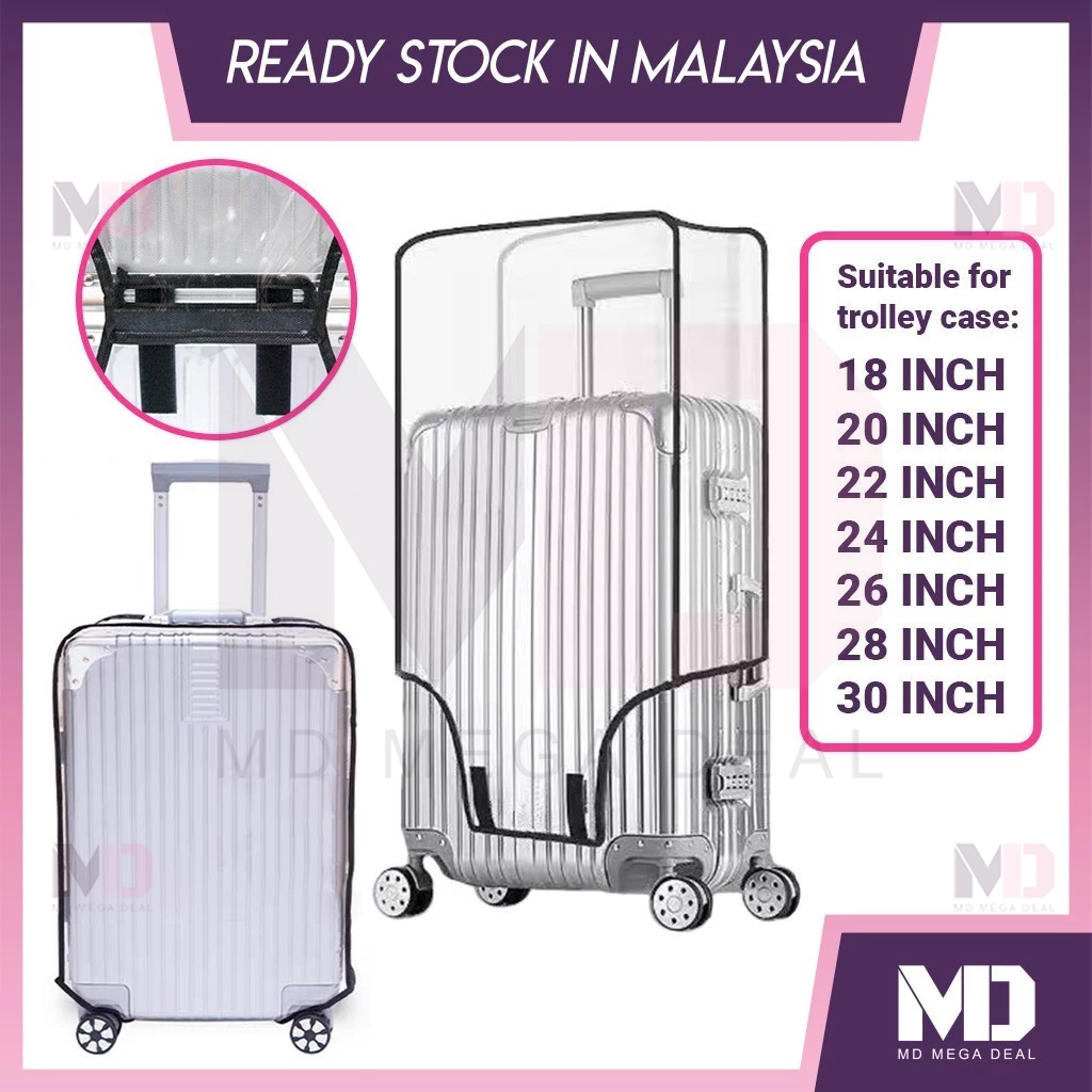 《Mega Deal》Transparent Luggage Cover Protector 18"-30" Sarung Beg Luggage Waterproof Cover Luggage Usable Suitcase