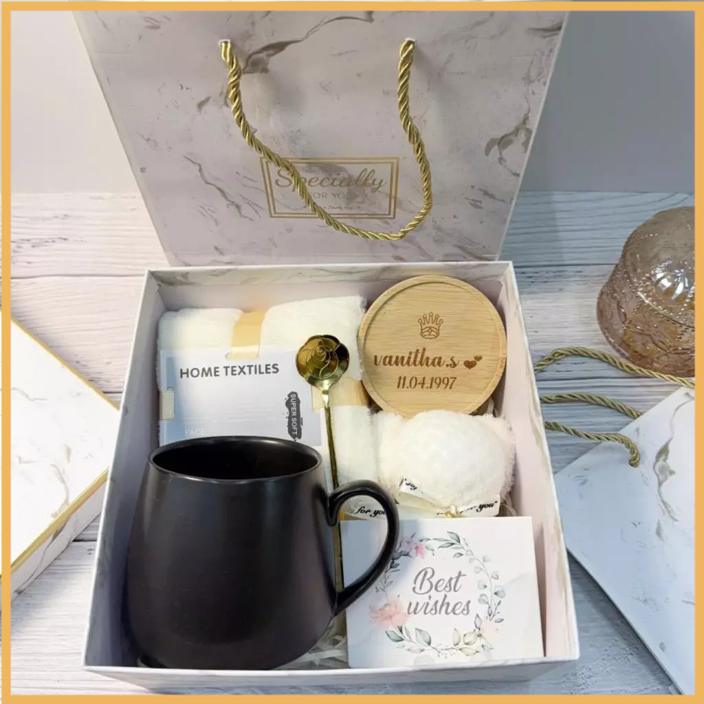 Personalised customized mug with wood coaster Custom Nama Special Gift Surprise Gift, birthday Gift Set