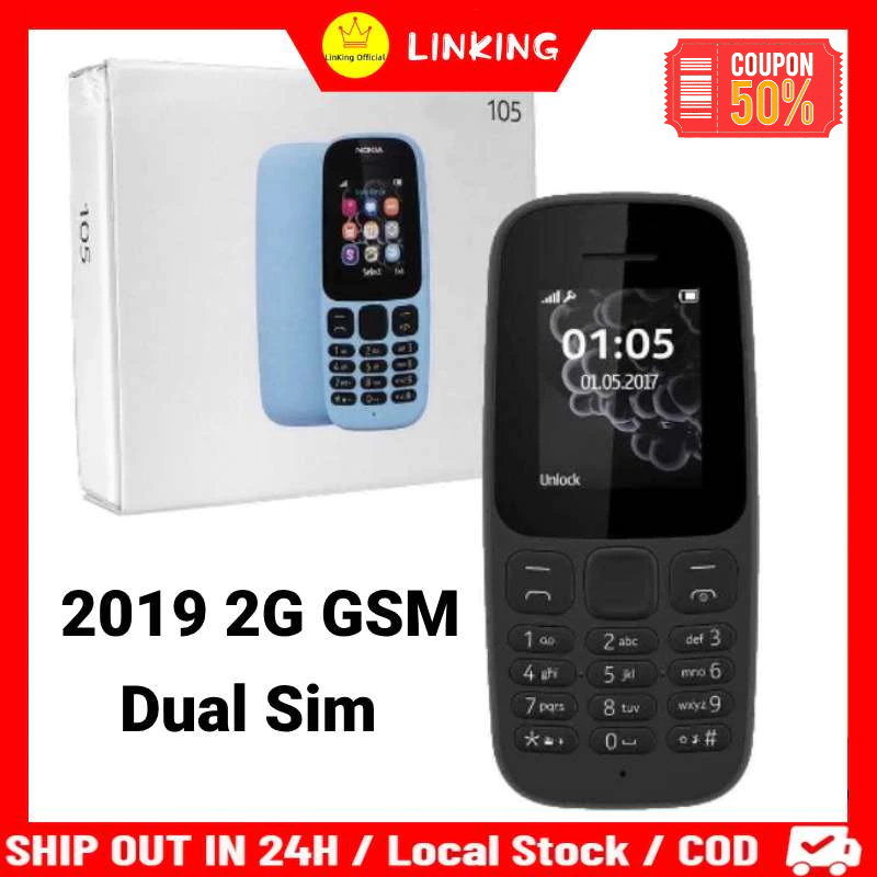 COD Mobile Phone 105 Telefon Bimbit Murah Dual Sim 100% Original Good Quality Unlocked 2G GSM Mobile Phone 2019