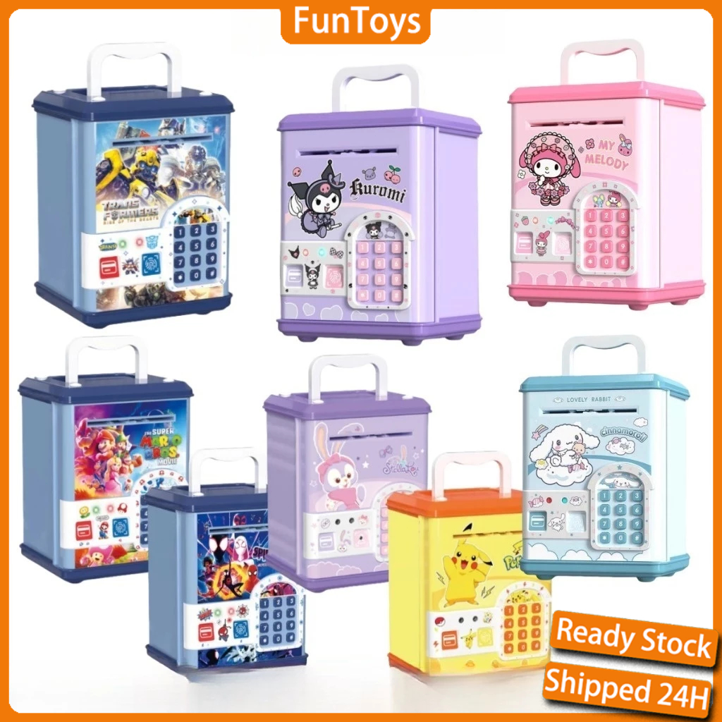 【COD】ATM Machine With Music Piggy Bank ATM Credit Card Fingerprint Password Money Saving Box Tabung Coins Bank Kids Gift