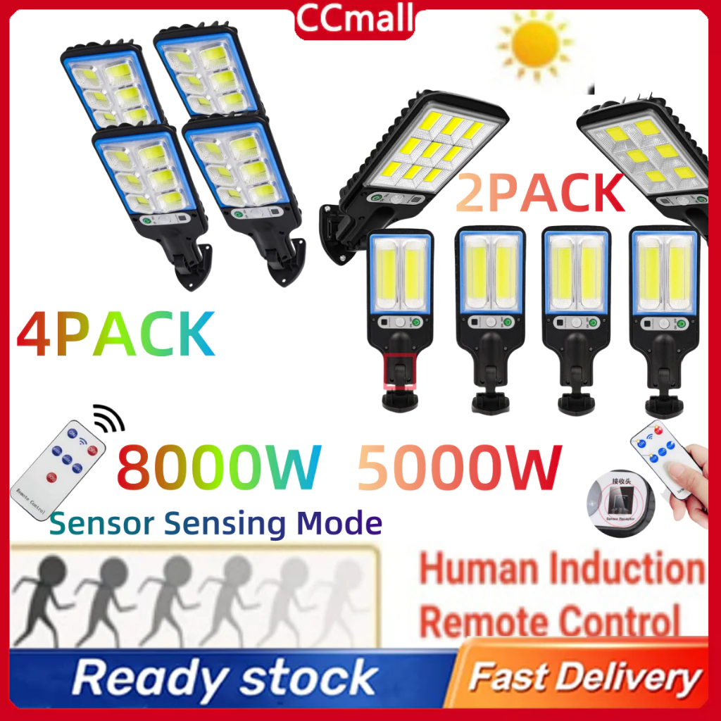 [COD] 8000W  Solar Light Lampu Solar Street Solar Light Outdoor Lighting Remote Control Motion Sensor Light with 3 Modes