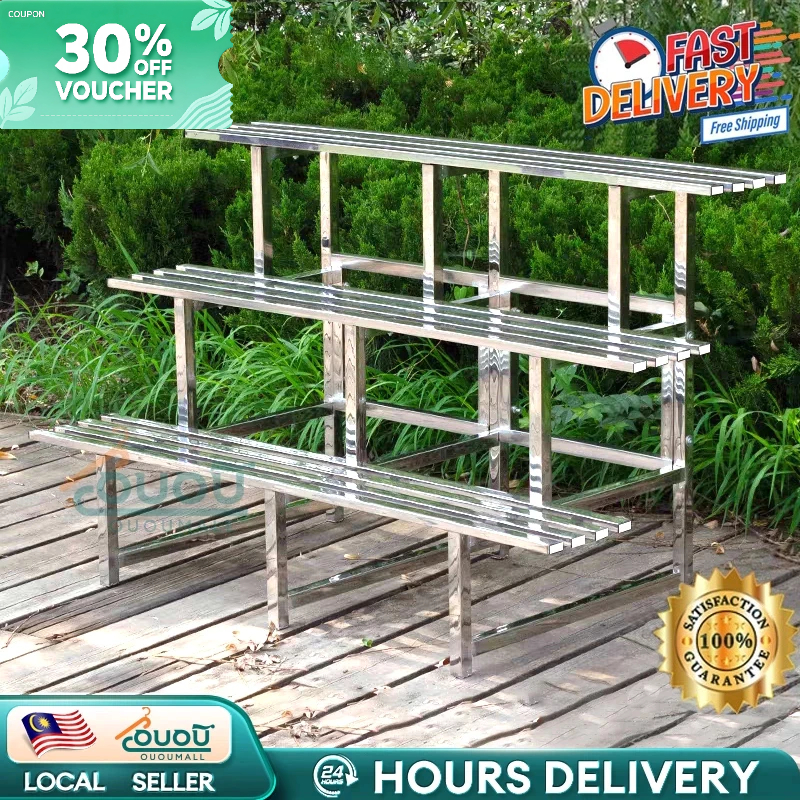 Oo-Stainless Steel Stand Flower Stand Flower Pot Stand Garden Rack Ladder Rack Rak Bunga Bertingkat Plant Stand