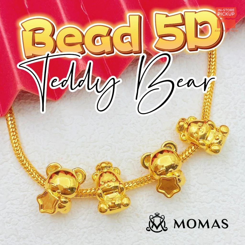 MOMAS  Bead TeddyBear Series Bajet 5D Emas 916 Beads Alphabets 3D  Bead Enamel Emas 916 Charms 916