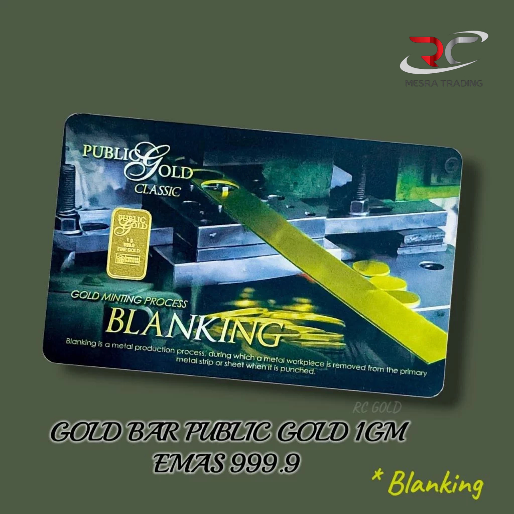 PUBLIC GOLD GOLD BAR 999.9 1GM BLANKING PROCESS BULLION BAR 1G AU 999.9 24K PG CERTIFIED GOLD BAR