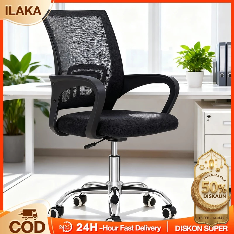 ILAKA-Mesh Office Chair Ergonomic Chair Kerusi Pejabat kerusi belajar Adjustable Office Chair Study Chair Mesh Office办公椅
