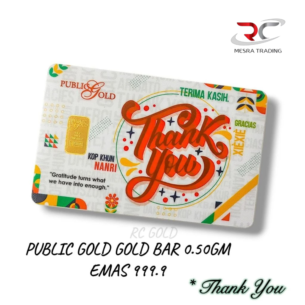 PUBLIC GOLD BULLION BAR 0.50GM 999.9 THANK YOU GOLD BAR 0.5GM 999.9&hellip;