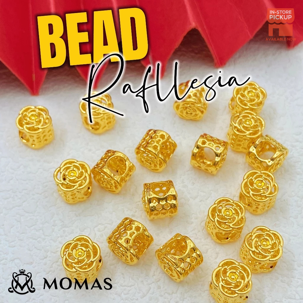 MOMAS Masdora Bead Rafflesia Bajet 5D Emas 916 Beads Alphabets 3D Masdora Bead Enamel Emas 916 Charms 916