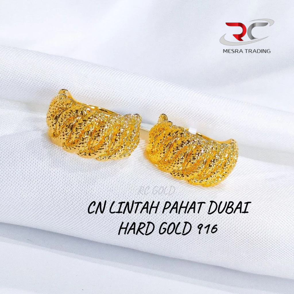 CINCIN LINTAH PAHAT DUBAI EMAS TULEN 916 CN ADIRA DIAMOND CUT HARD GOLD BAJET EMAS 916 SIMPLE FASHION GOLD RING 916 硬金戒指
