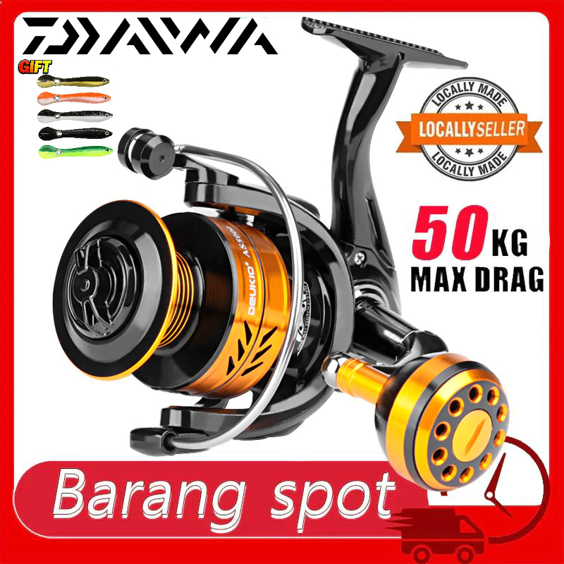 DAIWA Reel Spinning Fishing Reel Mesin Pancing Max Darg 50kg Trolling Carp Metal Metal Handle