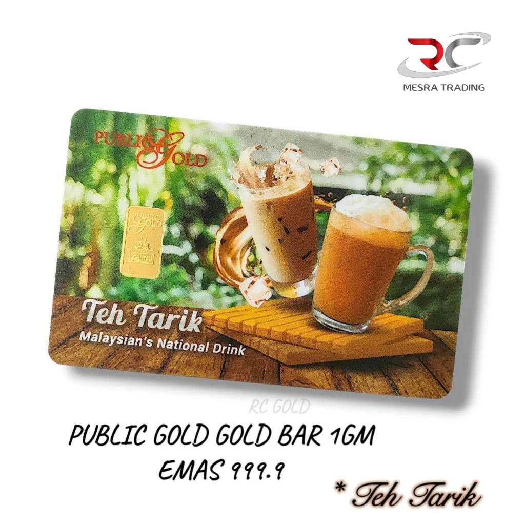 PUBLIC GOLD 1GM GOLD BAR 999.9 TEH TARIK BULLION BAR 1G AU 999.9 24K PG CERTIFIED GOLD BAR 拉茶足金金条