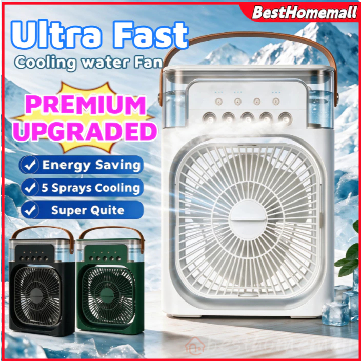 🔥7Color Portable Air Conditioner Air Cooler Fan USB Mist Table Fan Cooling Fan 3 in 1 USB Mini Portable Fan风扇