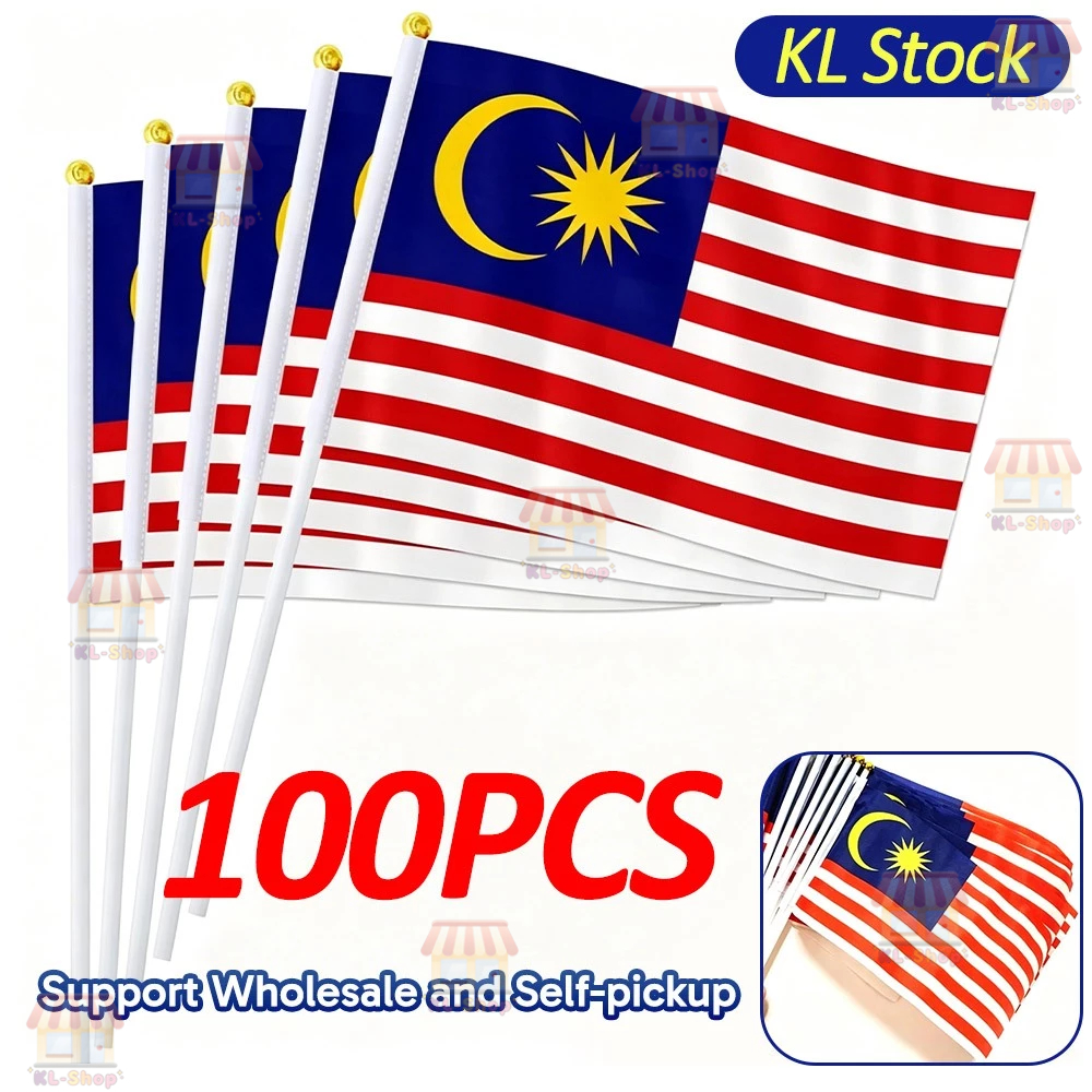 Ship from KL bendera Malaysia / Malaysia Hand Flag with flagpole Upgrade Portable Handheld flag National Day Hand Flag