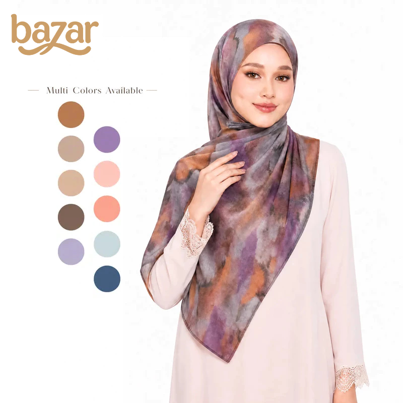 BAZAR Tudung Printed Shawl Hijab Tie-Dye Modal Headscarf Shawl for Muslim Women Breathable Wraps