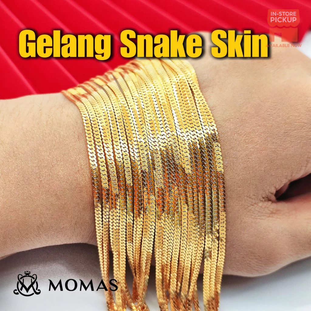 Gelang Snake Skin Dewasa Bajet Emas 916 Tulen / Rantai Tangan Emas 916 Tulen / Rantai Tangan Kulit Ular Itali Emas 916