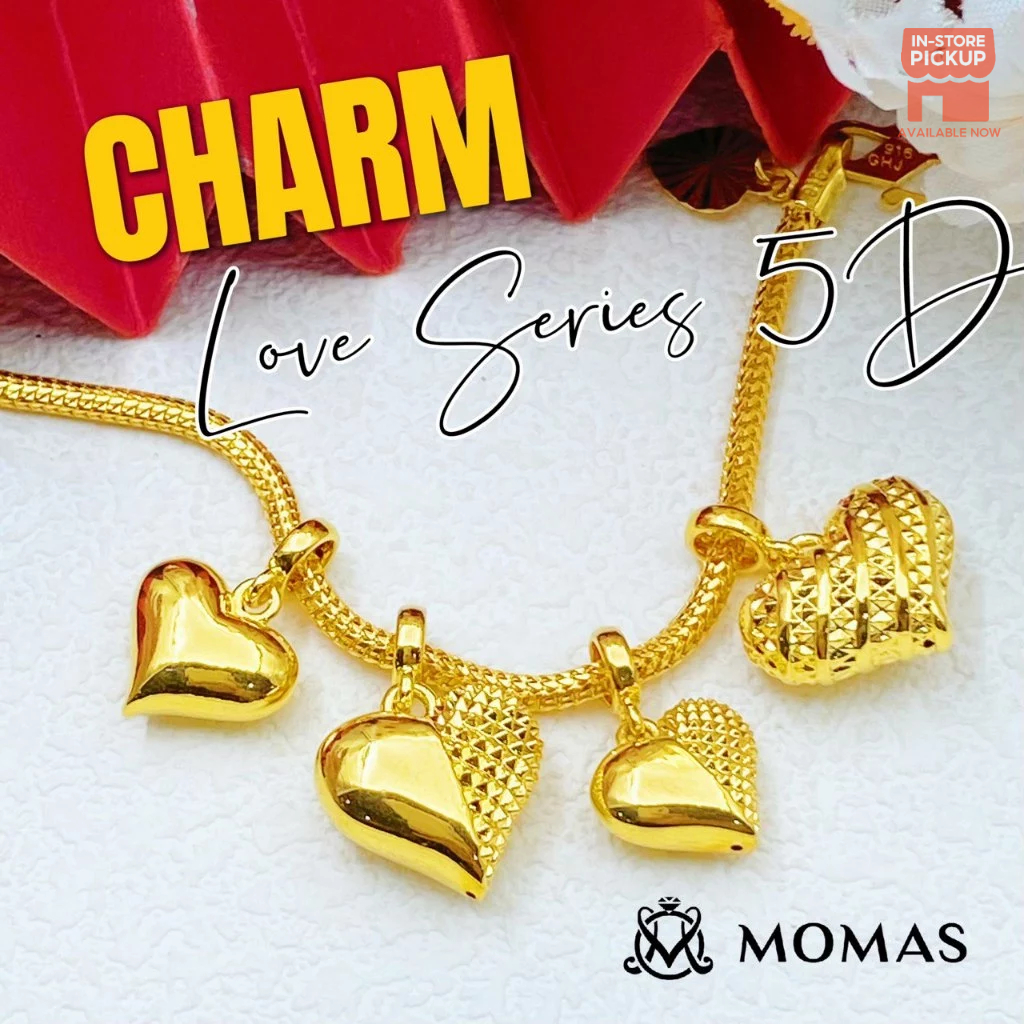 MOMAS Loket Charm Love Series 5D 916 Emas Tulen Loket Emas 916 Original Loket Emas Tulen Bajet Loket Emas murah