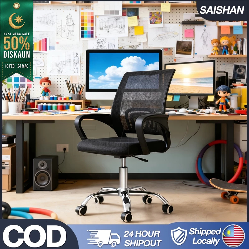 Ergonomic Office Chair Gaming Chair Kerusi Pejabat Rotating Back Protection Chair Height Adjustable Chair Kerusi Belajar