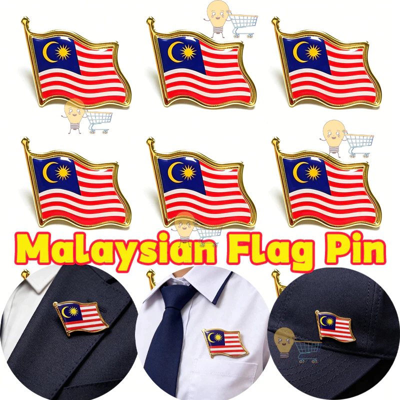 【24H】Elegant Malaysian Flag Pin, Crystal Inlaid Brooch, Premium National Flag Badge, Fashion Decorative Chest Accessory