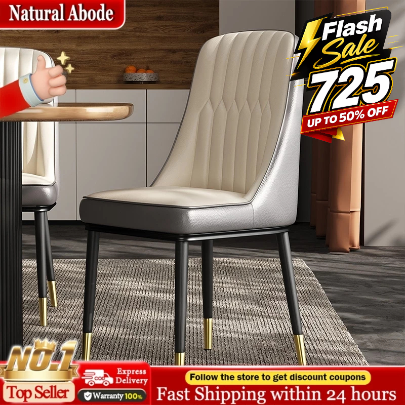 Luxury Dining Chair Kerusi Makan Home Dining Room High Backrest Chair Modern Leather Italian Style Seat Steel Leg Kerusi