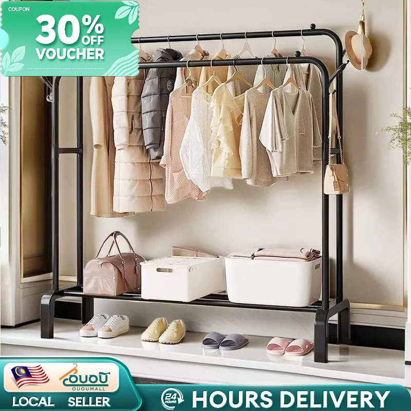Double/Single Pole Strong Steel Structure Laundry Rack Cloth Clothes Rack Hanger Penyangkut Baju Rak Baju ampaian baju衣架