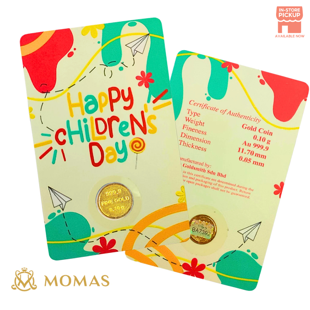 MOMAS 0.10g 999.9 Gold Bar (Emas 999.9) -HAPPY CHILDREN DAY