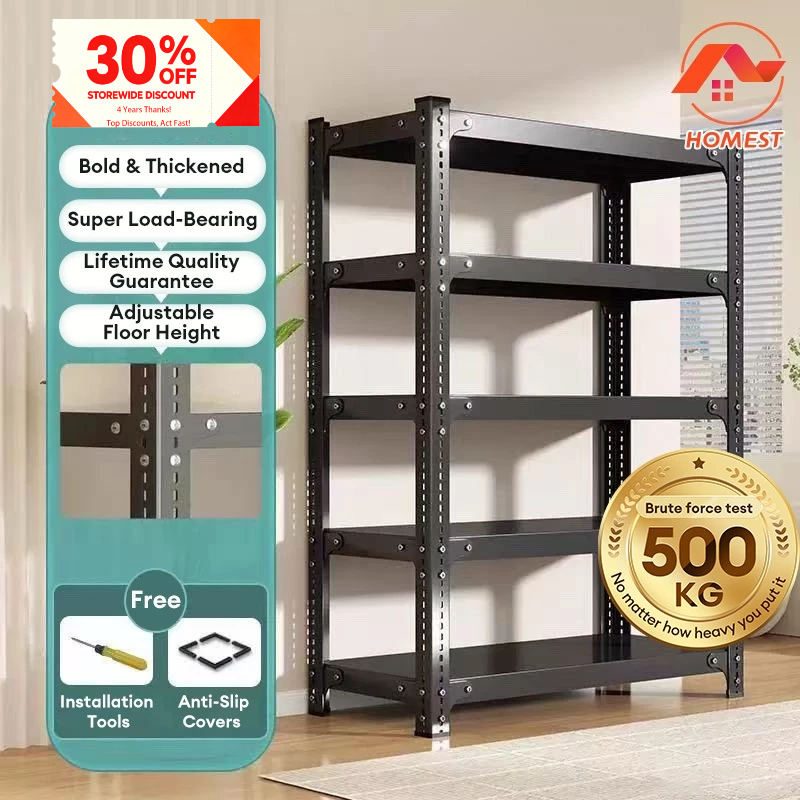 HM Rak Besi Bertingkat Metal Rack Heavy Duty Rack Adjustable Stainless Rack Storage Shelf 100%Mental
