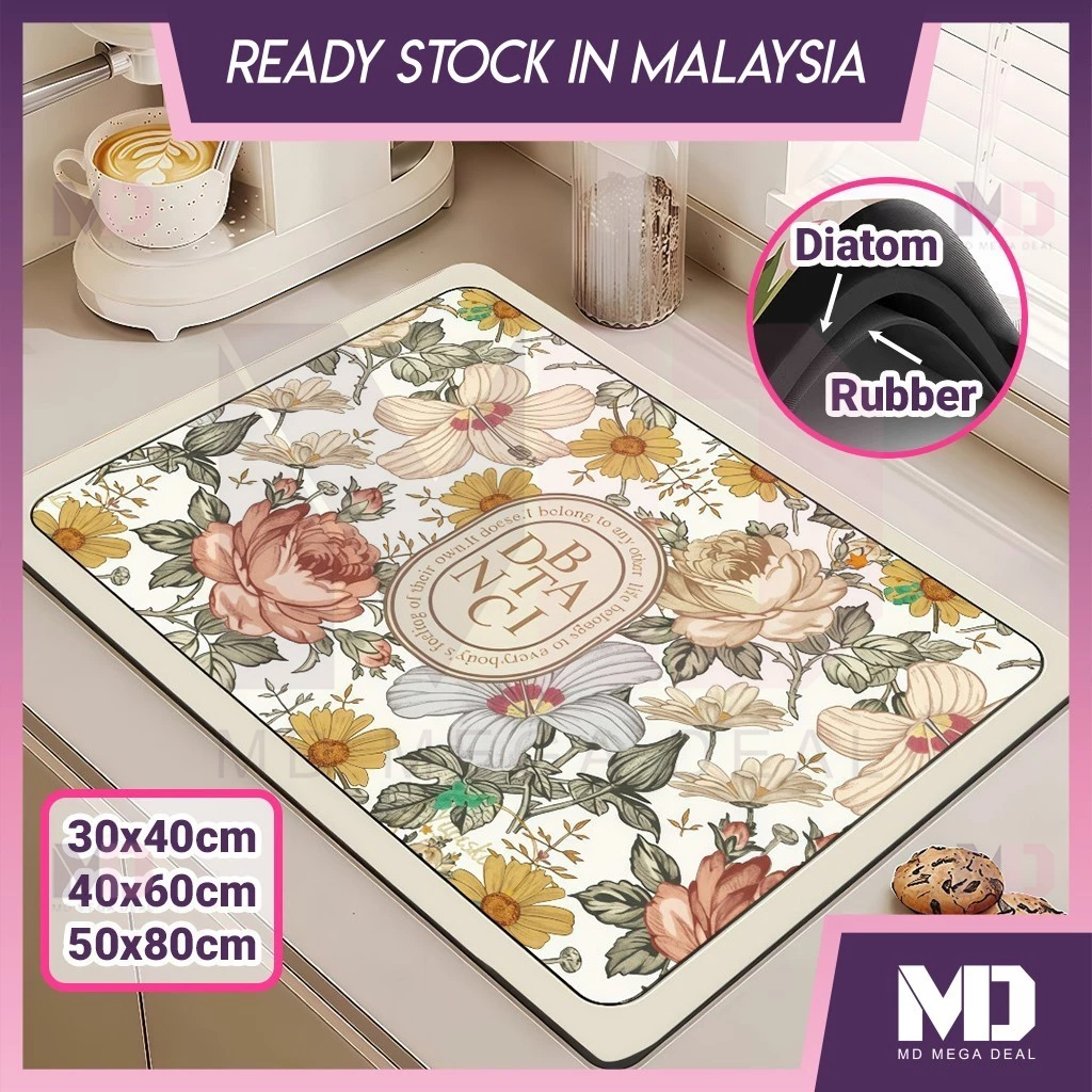 《Mega Deal》Fast Dry Kitchen Countertop Mat Utensil Drying Mat Table Mat Coffee Coaster Diatomite