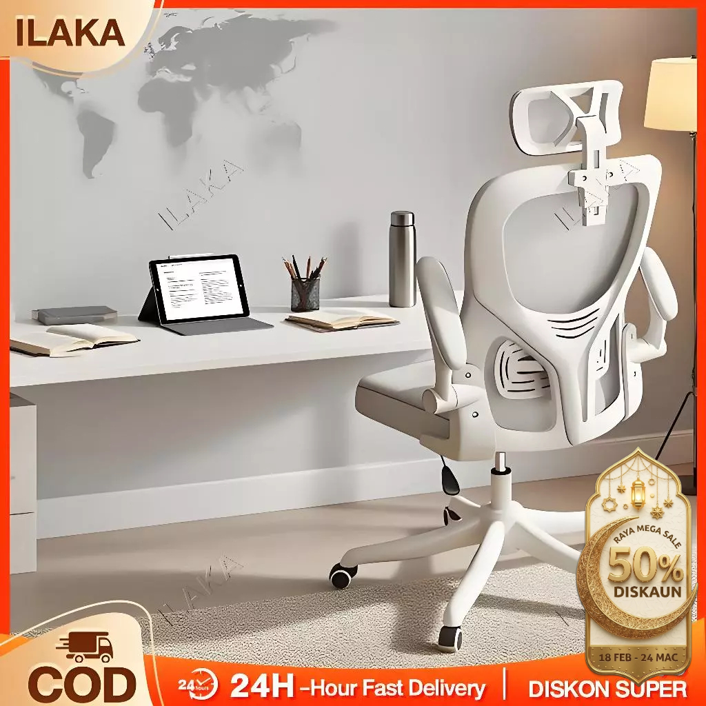 【Thick Padded】Office Chair Ergonomic Chair Computer Kerusi Comfortable Chair With A Backrest Kerusi Office Study Kerusi