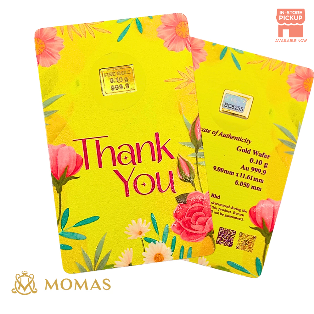 MOMAS 0.10g 999.9 Gold Bar (Emas 999.9) - Thank You
