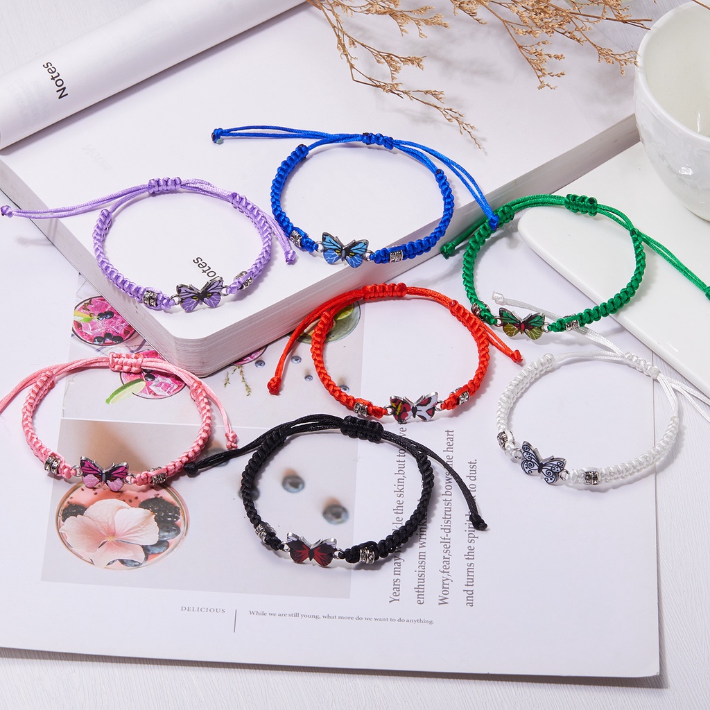 Korean fashion butterfly diamond women's bracelet adjustable student knitting bracelet girlfriend gift jewelry