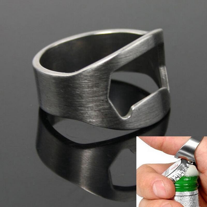 Stainless Steel Finger Ring Bottle Opener Portable Fashion Decoration Gadget Bar Kitchen Tool Beer Thumb Bottle Opener