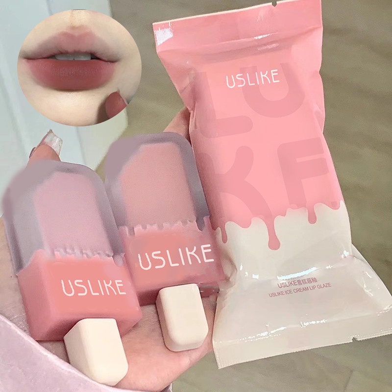 USLIKE Ice Cream Bag Lip Gloss Matte Velvet Long Lasting Lipstick Lip