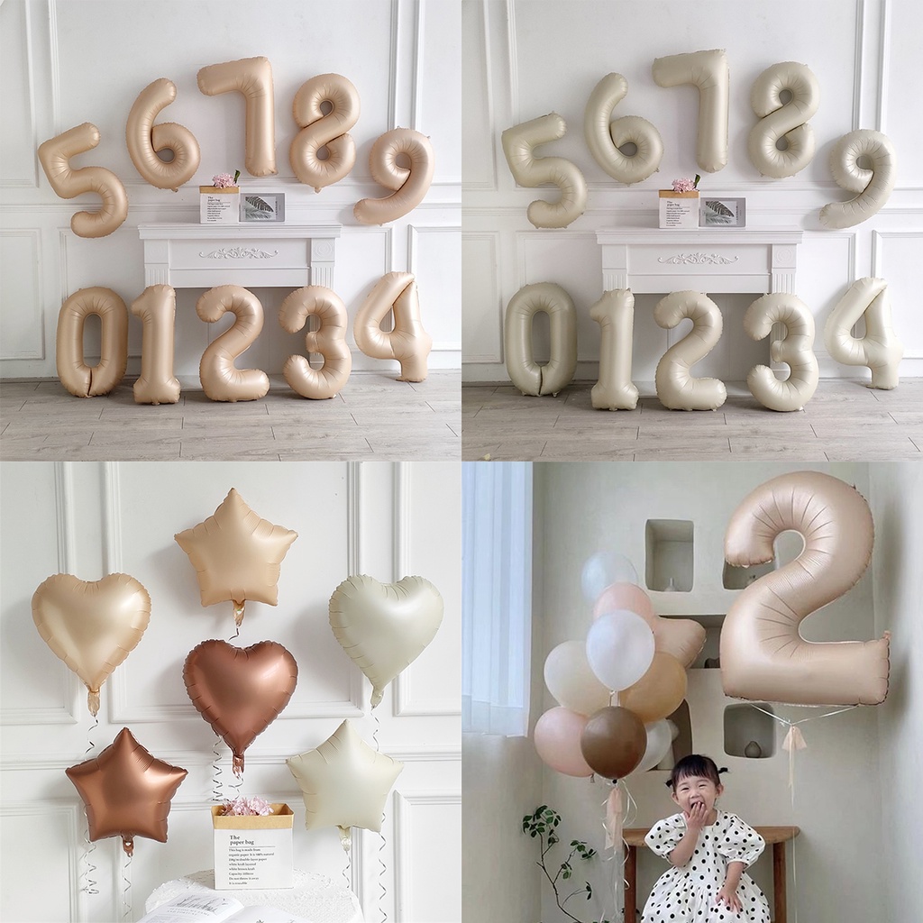 New 32inch number 0~9 cream caramel balloon ins style birthday party decoration